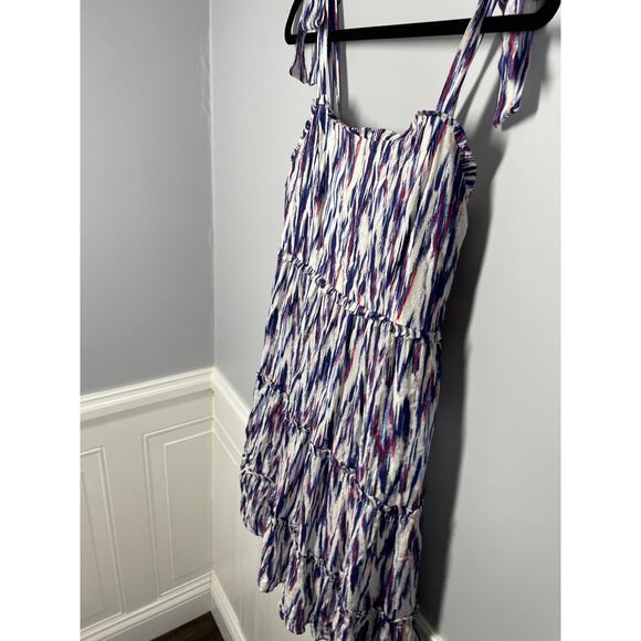 Live to be Spoiled, Size Small, White, Red, & Blue Abstract Print Tiered Dress - Picture 2 of 8